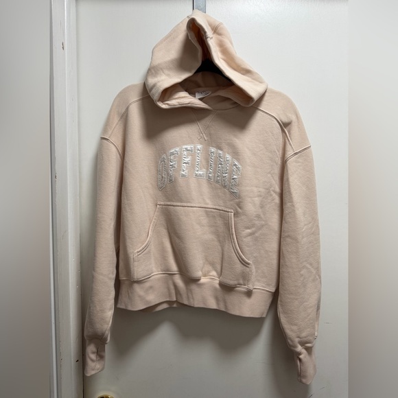 aerie Tops - Offline By Aerie Hoodie Cropped Cream Sz XS OFFLINE Spell Out Beach Vacay Summer